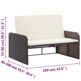 2 Piece Garden Lounge Set with Cushions Poly Rattan Brown