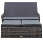 2 Piece Garden Lounge Set with Cushions Poly Rattan Grey