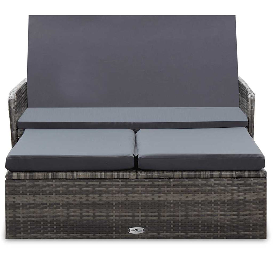 2 Piece Garden Lounge Set with Cushions Poly Rattan Grey