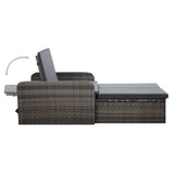 2 Piece Garden Lounge Set with Cushions Poly Rattan Grey - Side View