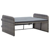 2 Piece Garden Lounge Set with Cushions Poly Rattan Grey - Rear View