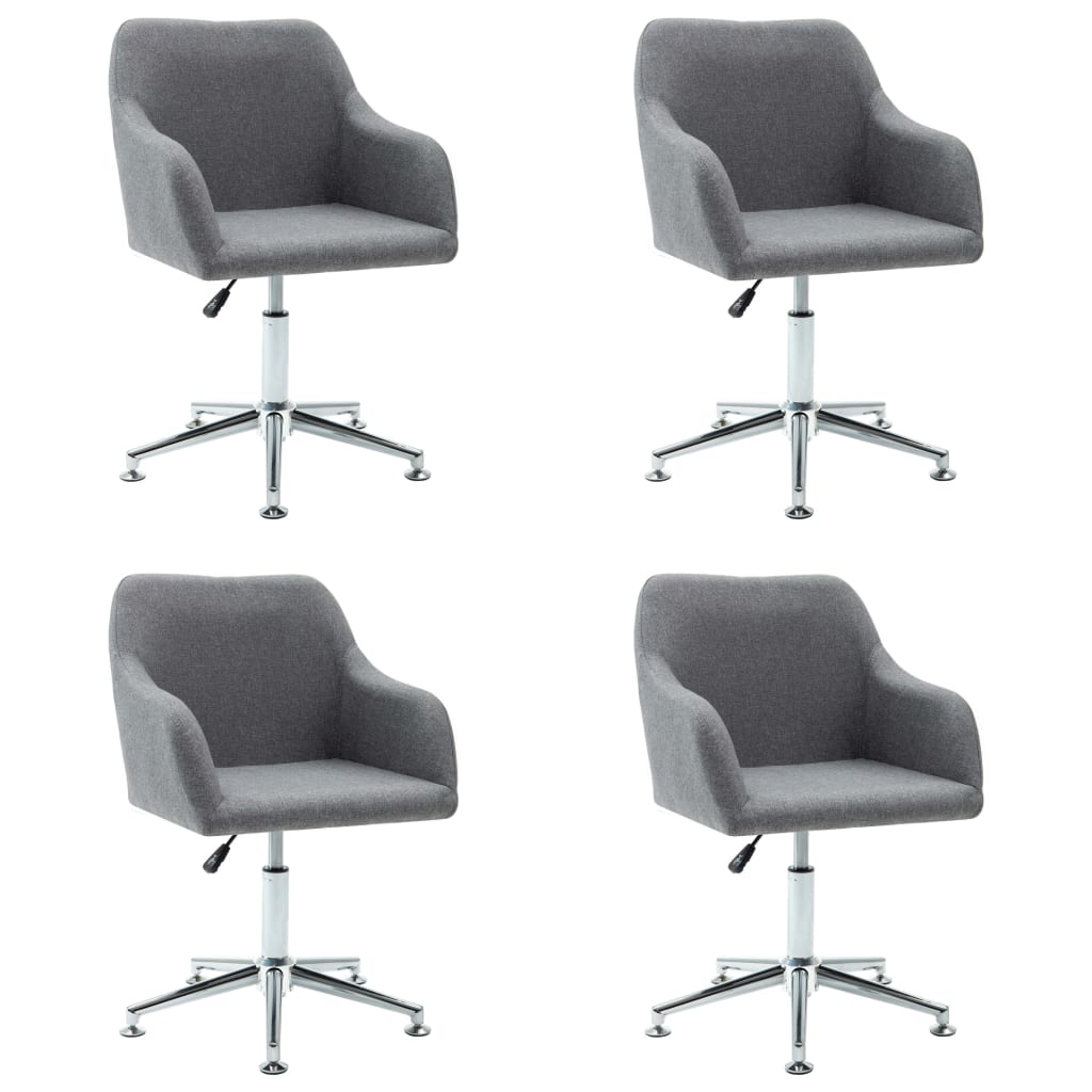 Swivel Dining Chairs 4 pcs Light Grey Fabric