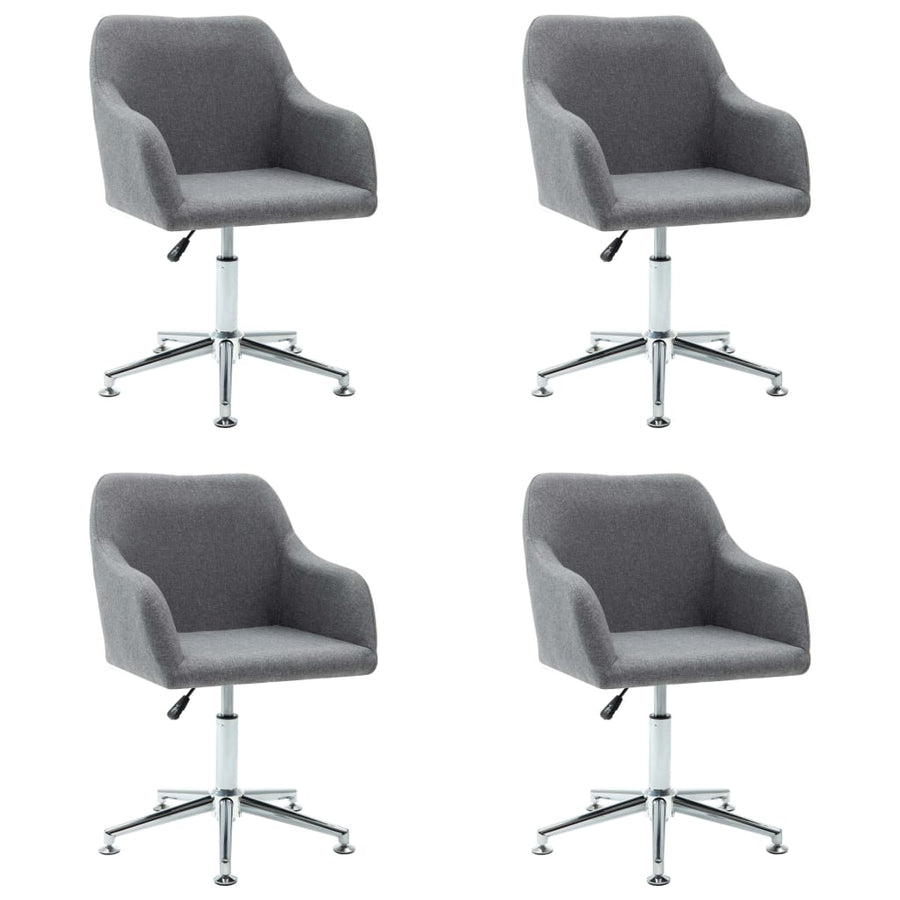 Swivel Dining Chairs 4 pcs Light Grey Fabric