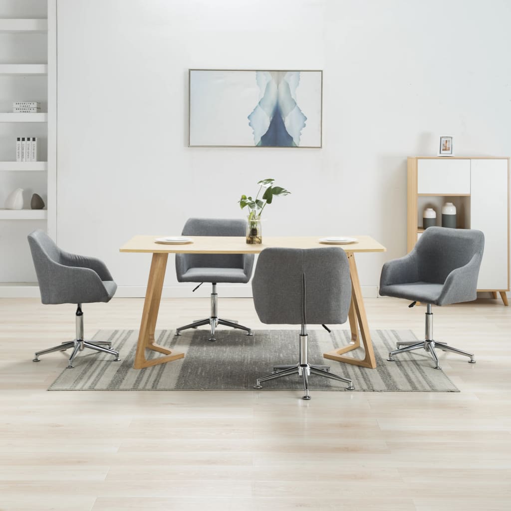 Swivel Dining Chairs 4 pcs Light Grey Fabric
