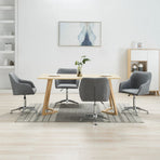 Swivel Dining Chairs 4 pcs Light Grey Fabric