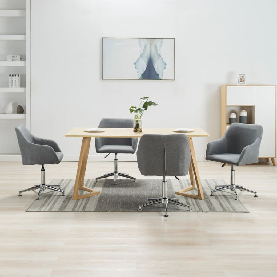 Swivel Dining Chairs 4 pcs Light Grey Fabric