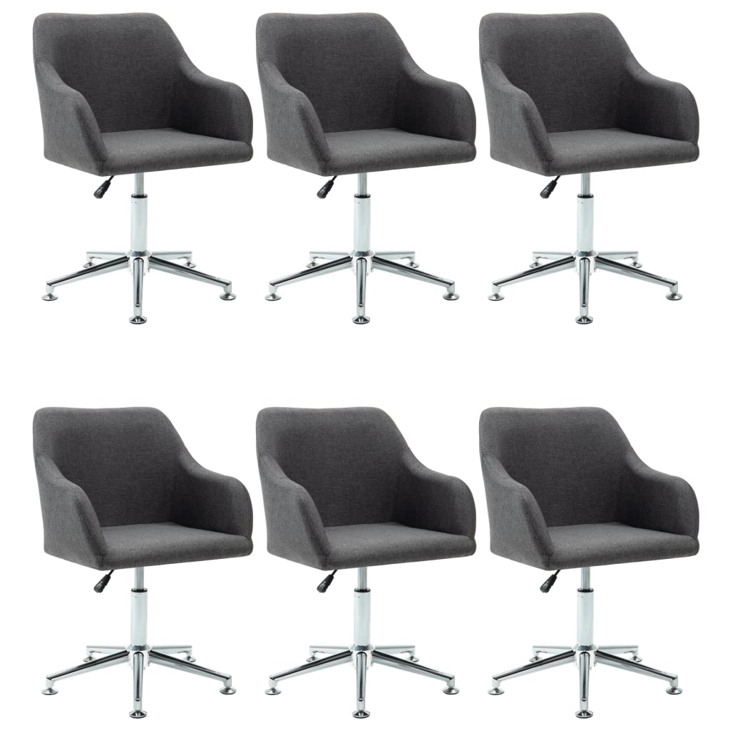 Swivel Dining Chairs 6 pcs Dark Grey Fabric