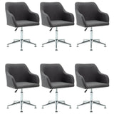 Swivel Dining Chairs 6 pcs Dark Grey Fabric - Front View