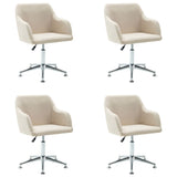 Swivel Dining Chairs 4 pcs Cream Fabric - Front View