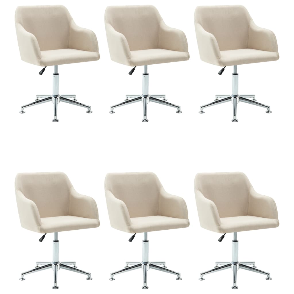 Swivel Dining Chairs 6 pcs Cream Fabric