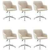 Swivel Dining Chairs 6 pcs Cream Fabric
