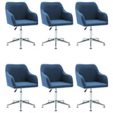Swivel Dining Chairs 6 pcs Blue Fabric - Front View