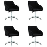 Swivel Dining Chairs 4 pcs Black Fabric - Front View