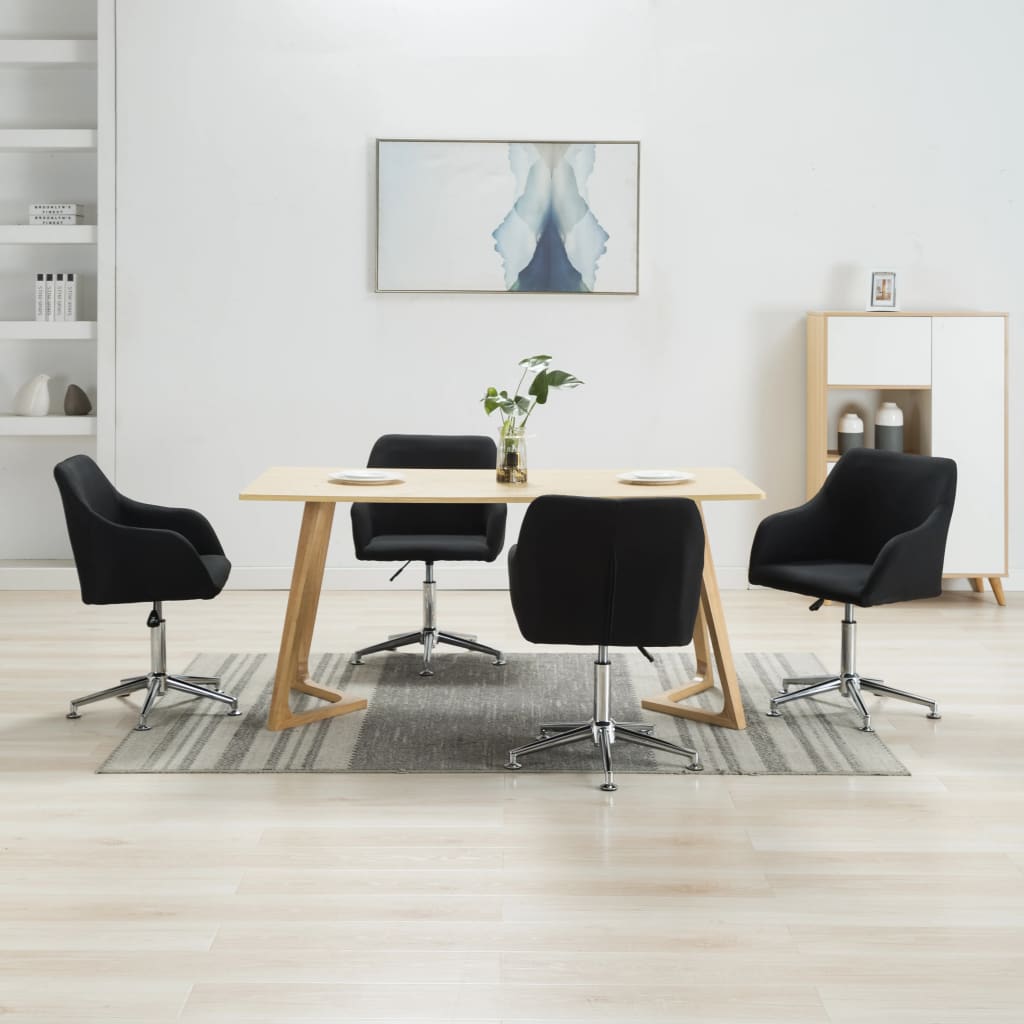 Swivel Dining Chairs 4 pcs Black Fabric