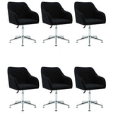 Swivel Dining Chairs 6 pcs Black Fabric