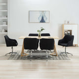 Swivel Dining Chairs 6 pcs Black Fabric