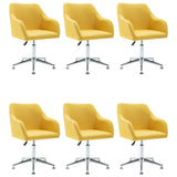Swivel Dining Chairs 6 pcs Yellow Fabric