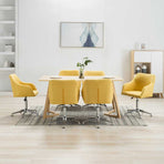 Swivel Dining Chairs 6 pcs Yellow Fabric
