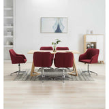 Swivel Dining Chairs 6 pcs Wine Red Fabric