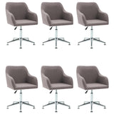 Swivel Dining Chairs 6 pcs Taupe Fabric - Front View