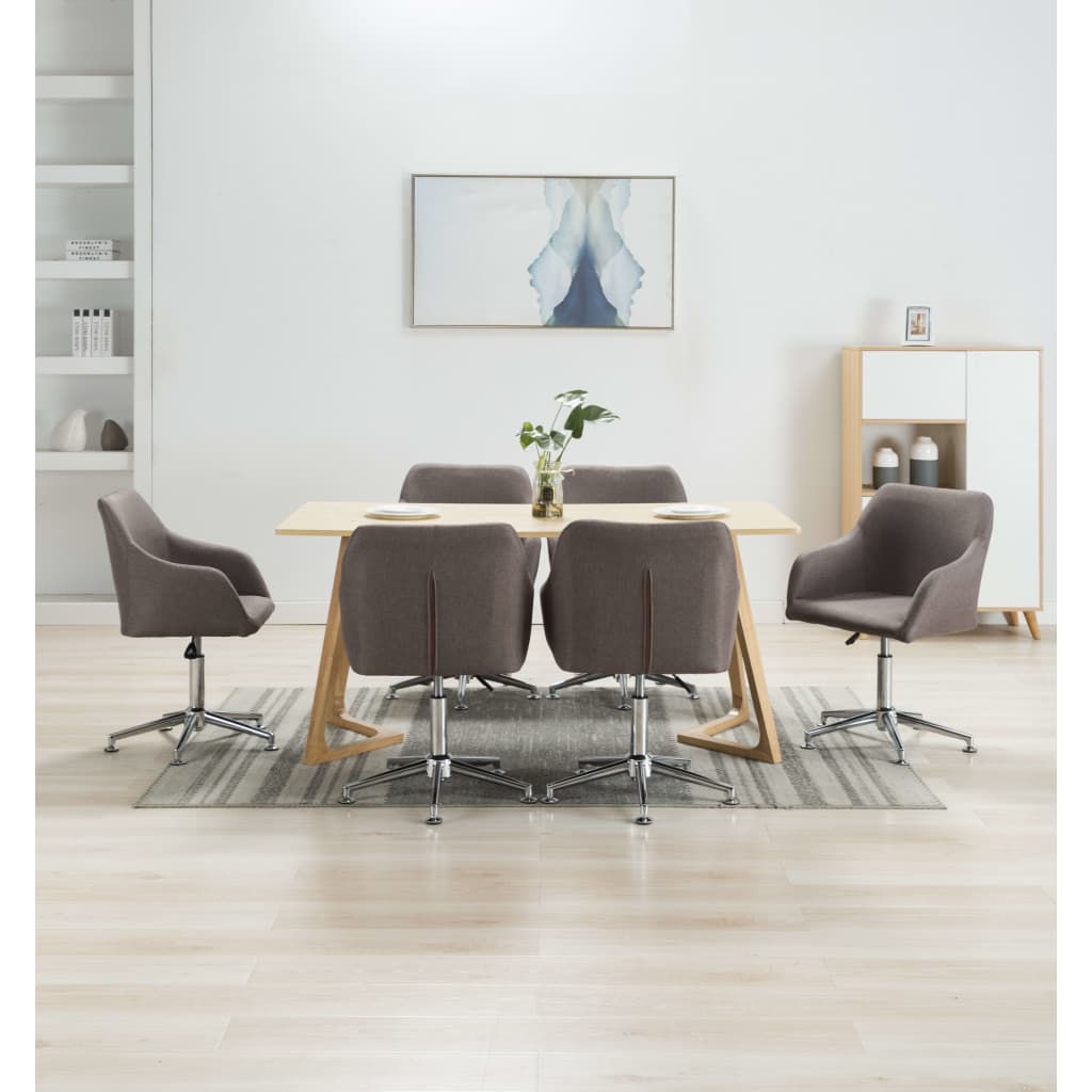 Swivel Dining Chairs 6 pcs Taupe Fabric