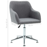 Swivel Office Chair Light Grey Fabric - Low Angle