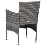 5 Piece Outdoor Dining Set Grey Poly Rattan and Glass - Rear View