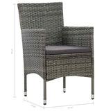 5 Piece Outdoor Dining Set Grey Poly Rattan and Glass