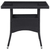 Outdoor Dining Table Black Poly Rattan and Glass
