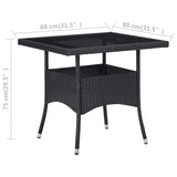 Outdoor Dining Table Black Poly Rattan and Glass - Top-Down View