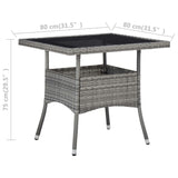 Outdoor Dining Table Grey Poly Rattan and Glass - 45-Degree Angle