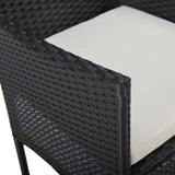 Garden Dining Chairs 2pcs Poly Rattan Black - Close-Up Angle