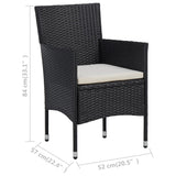 Garden Dining Chairs 2pcs Poly Rattan Black - Low Angle