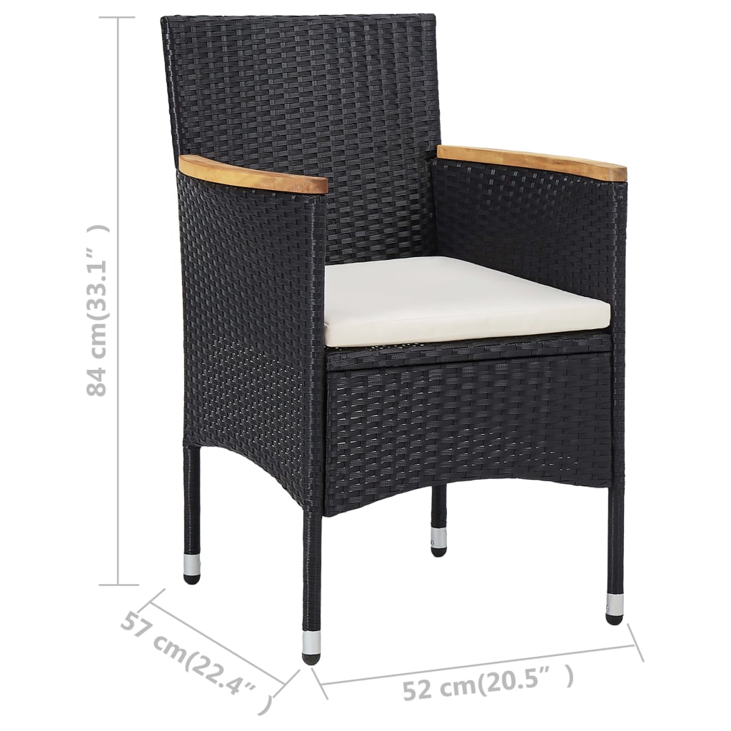 Garden Dining Chairs 2 pcs Poly Rattan Black