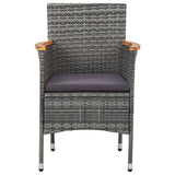 Garden Dining Chairs 2 pcs Poly Rattan Grey - 45-Degree Angle