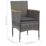 Garden Dining Chairs 2 pcs Poly Rattan Grey - Close-Up Angle