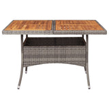 Outdoor Dining Table Grey Poly Rattan and Solid Acacia Wood - Side View