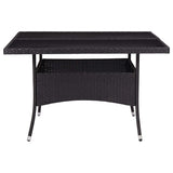 Outdoor Dining Table Black Poly Rattan and Glass - Front View