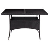 Outdoor Dining Table Black Poly Rattan and Glass - Side View