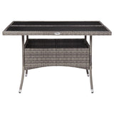 Outdoor Dining Table Grey Poly Rattan and Glass - Front View