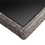 Outdoor Dining Table Grey Poly Rattan and Glass - Side View