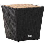 Tea Table Black 41.5x41.5x43 cm Poly Rattan and Solid Acacia Wood