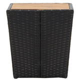 Tea Table Black 41.5x41.5x43 cm Poly Rattan and Solid Acacia Wood