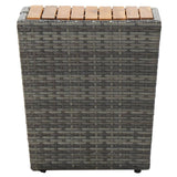 Tea Table Grey 41.5x41.5x43 cm Poly Rattan and Solid Acacia Wood - Front View