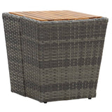 Tea Table Grey 41.5x41.5x43 cm Poly Rattan and Solid Acacia Wood - Side View