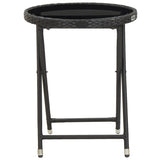 Tea Table Black 60 cm Poly Rattan and Tempered Glass - Front View