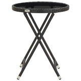 Tea Table Black 60 cm Poly Rattan and Tempered Glass - Side View