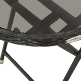 Tea Table Black 60 cm Poly Rattan and Tempered Glass - 45-Degree Angle