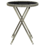 Tea Table Grey 60 cm Poly Rattan and Tempered Glass - Front View