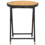 Tea Table Black 60 cm Poly Rattan and Solid Acacia Wood